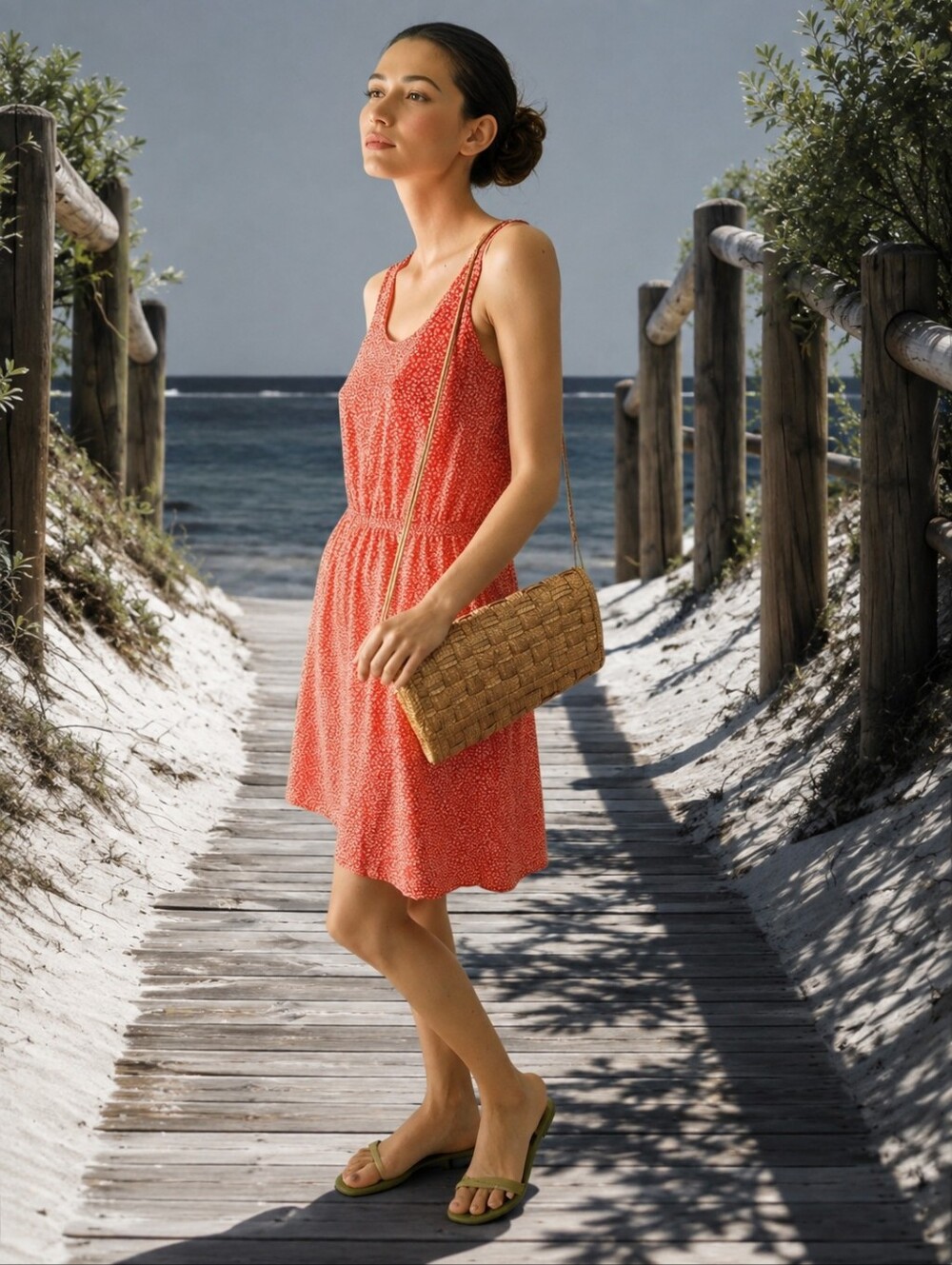 ONLY Red & White Ditsy Floral Dress - Size 6 (EU 38)